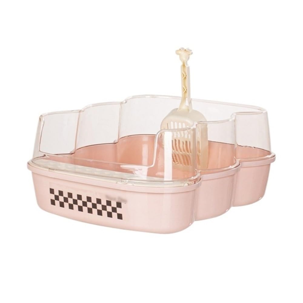 Extra Large Semi-Closed Cat Litter Box with Scoop Pink H1760