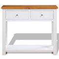 Solid Oak Wood Console Table with Drawers and Shelf T81715