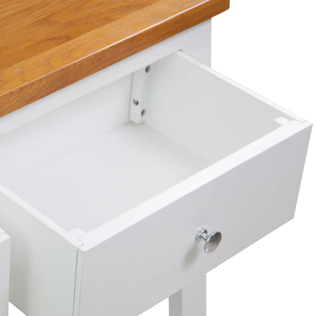 Solid Oak Wood Console Table with Drawers and Shelf T81715