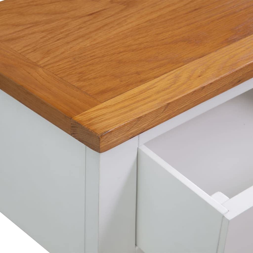 Solid Oak Wood Console Table with Drawers and Shelf T81715