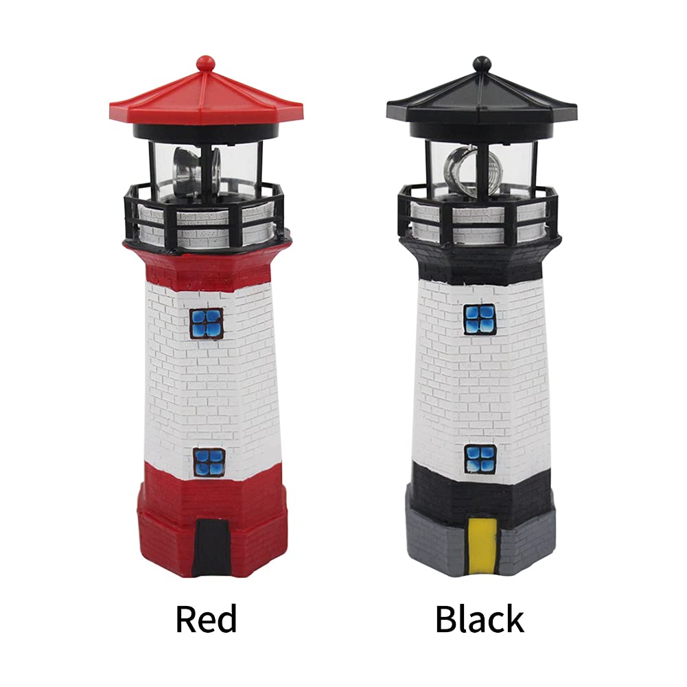Solar Lighthouse Outdoor Decor with Rotating Beacon W73979