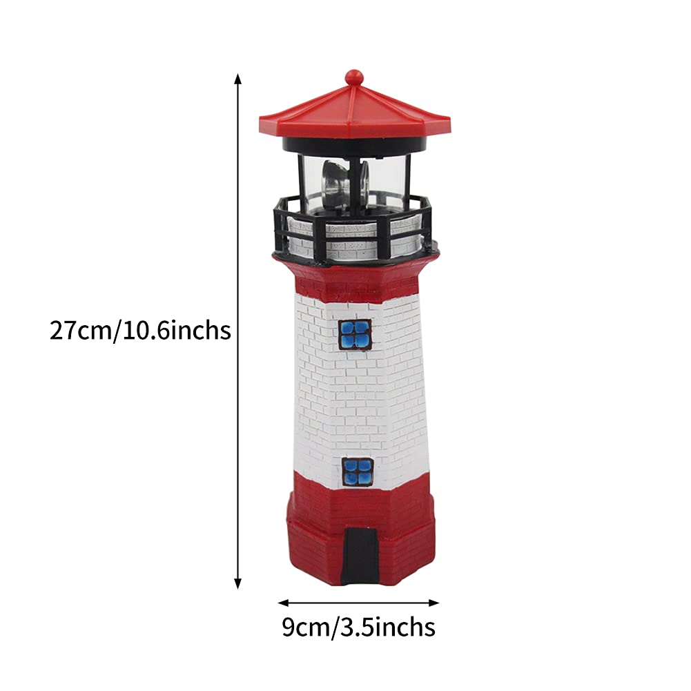 Solar Lighthouse Outdoor Decor with Rotating Beacon W73979