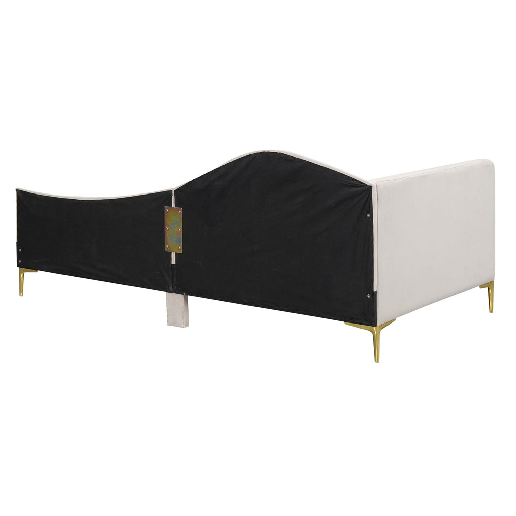 Twin Size Beige Linen Upholstered Daybed with Headboard P250