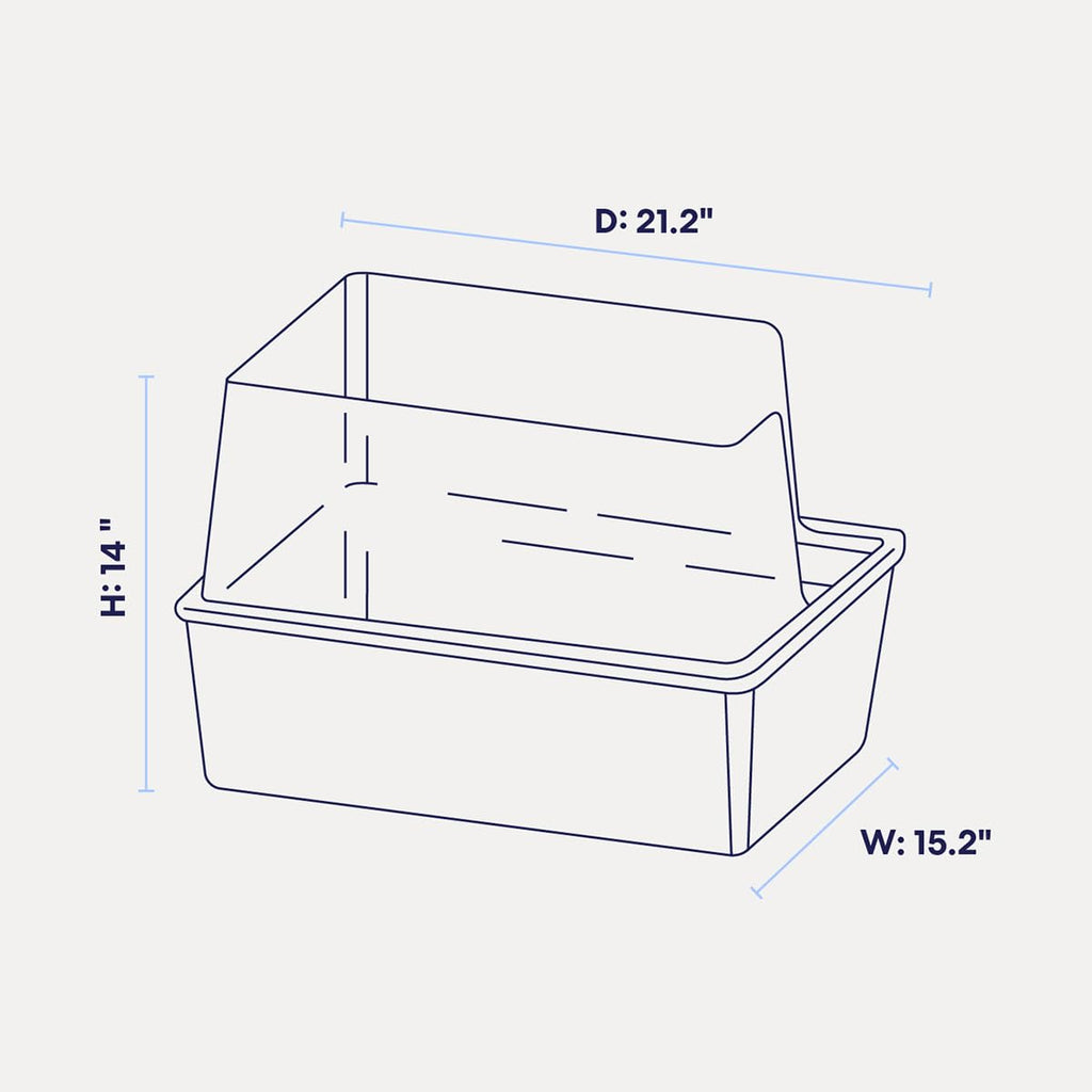 High Sided Cat Litter Box Open Top Anti-Stick Plastic White/Gray I607
