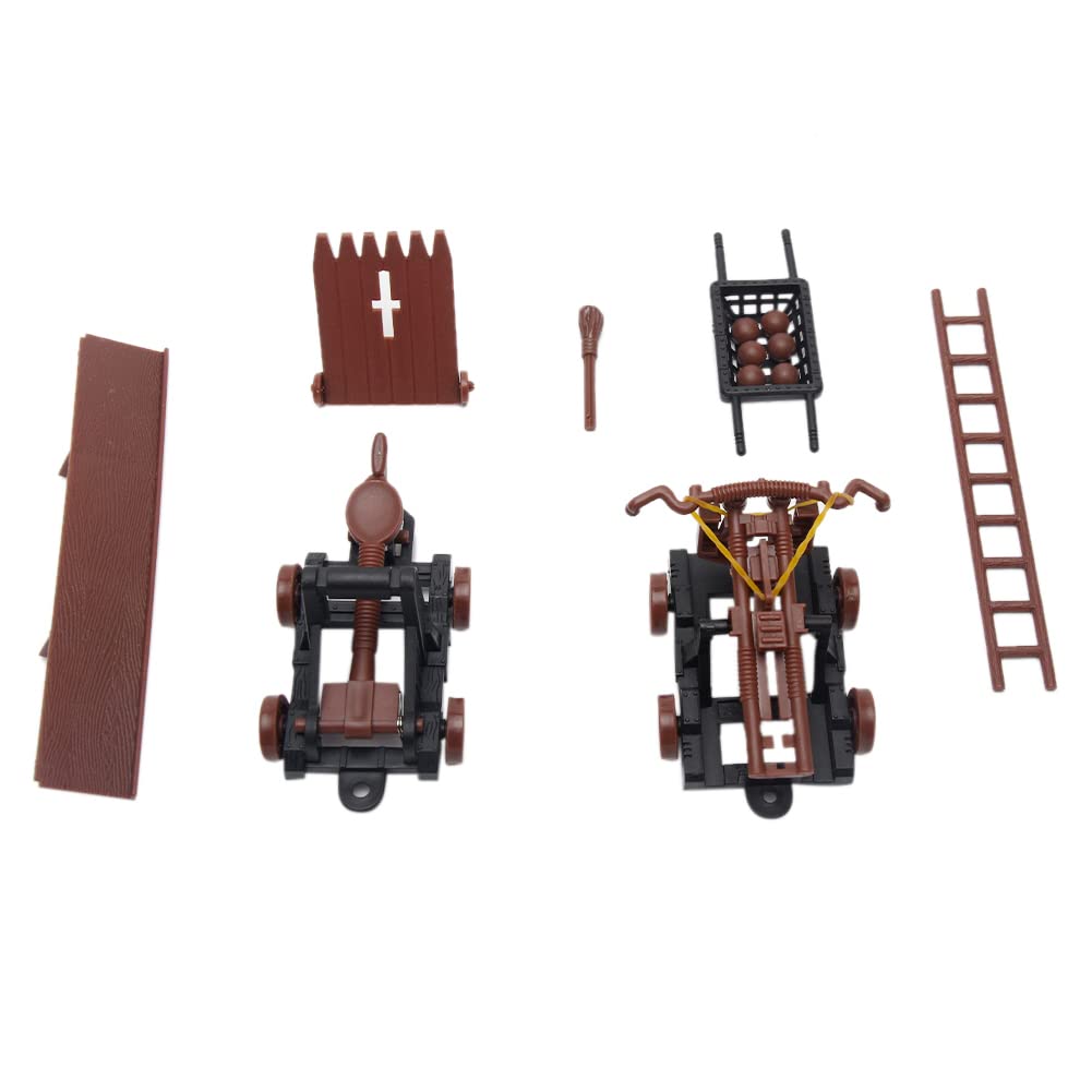 Medieval Castle Knights Action Figure Toy Playset with Catapult and Horse-Drawn Carriage D3254