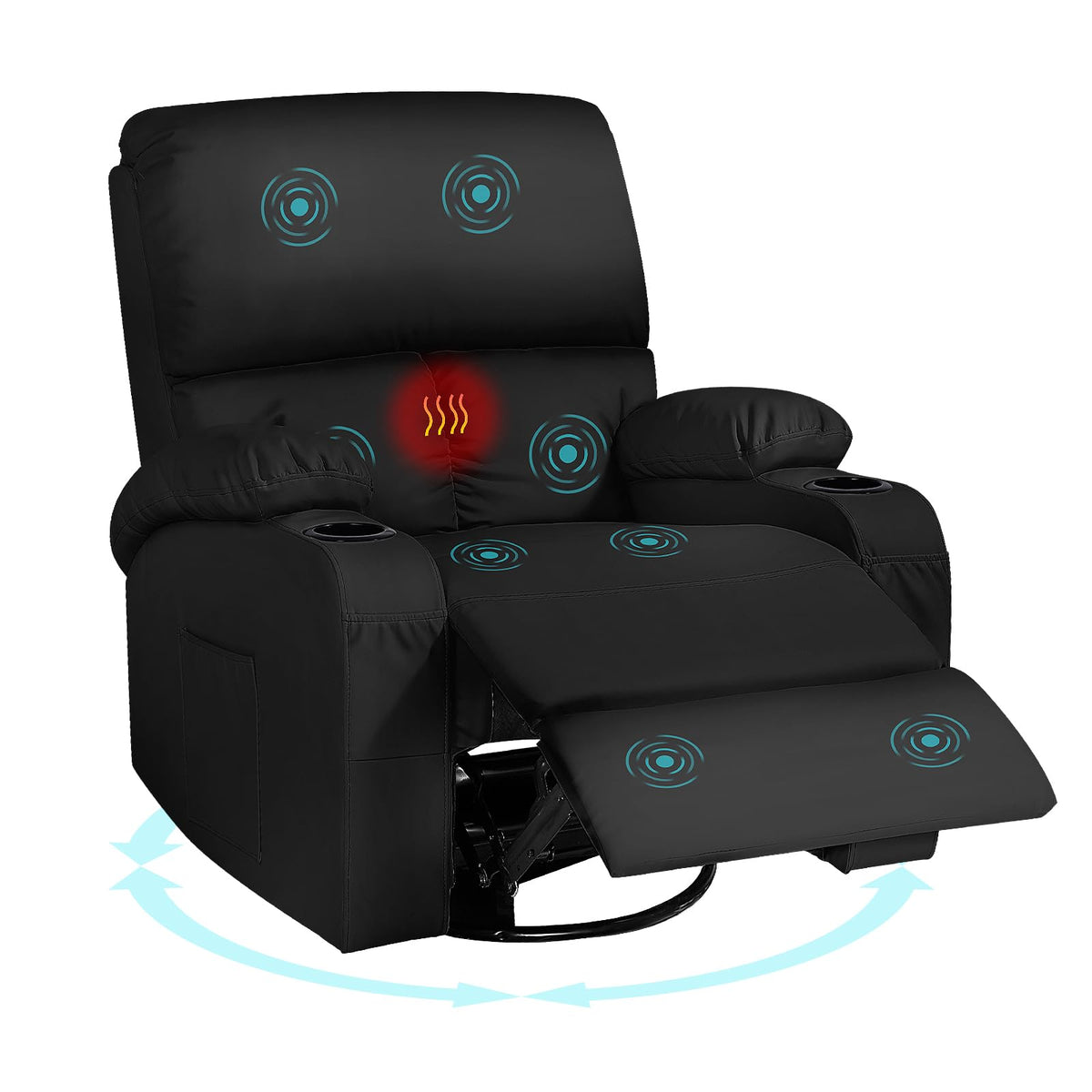 Black Faux Leather Massage Rocking Recliner Chair Z304
