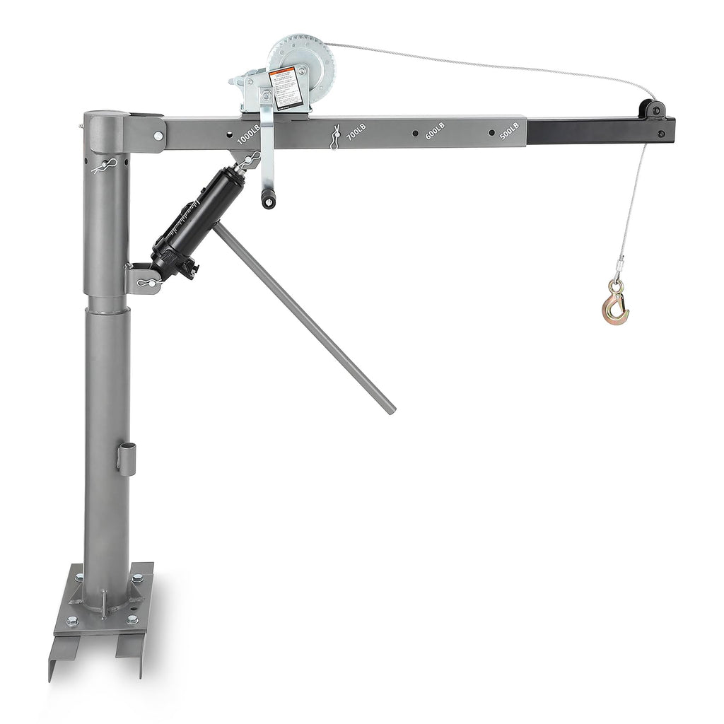 1000 Lbs Hydraulic Pickup Truck Crane Hoist with Manual Winch I604034