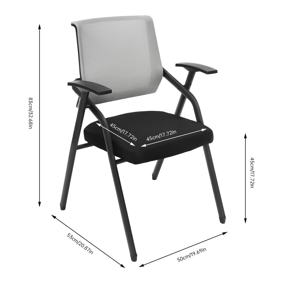 Grey Stackable Folding Mesh Office Chair with Arms Y662