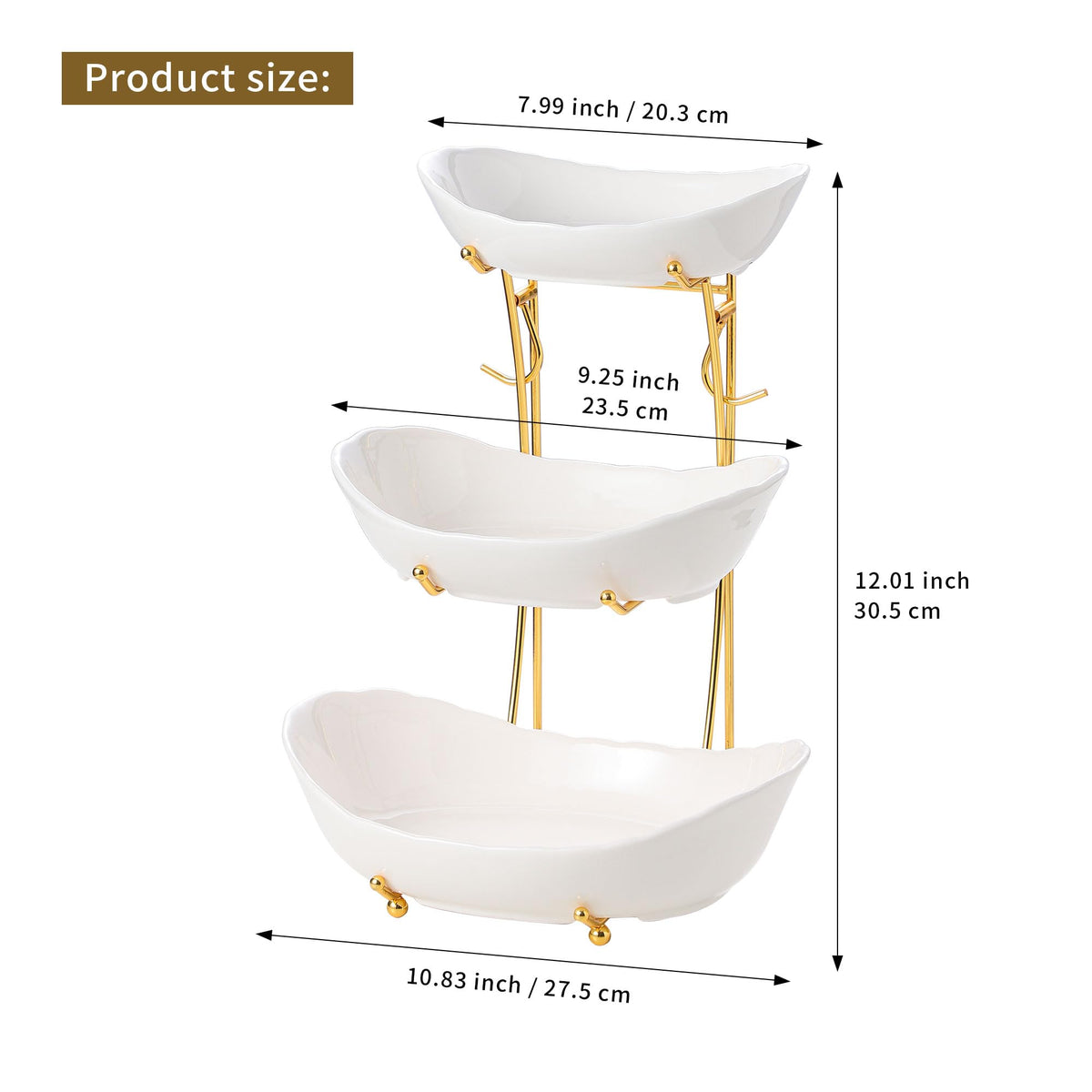 3-Tier Ceramic Serving Bowl Set with Stand M607555