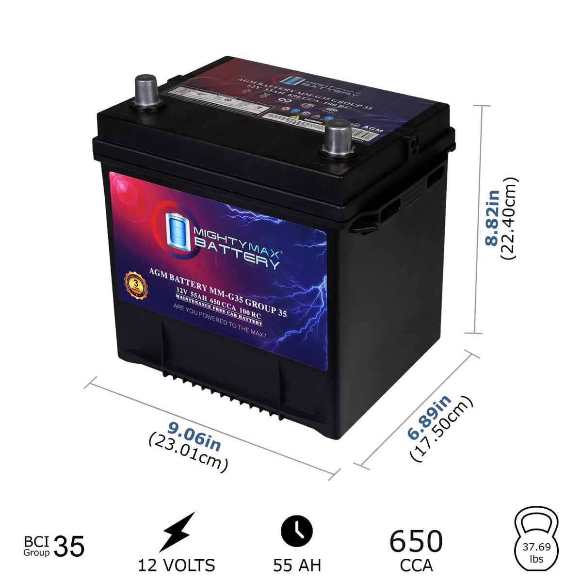 12V 55Ah AGM Replacement Battery V84401