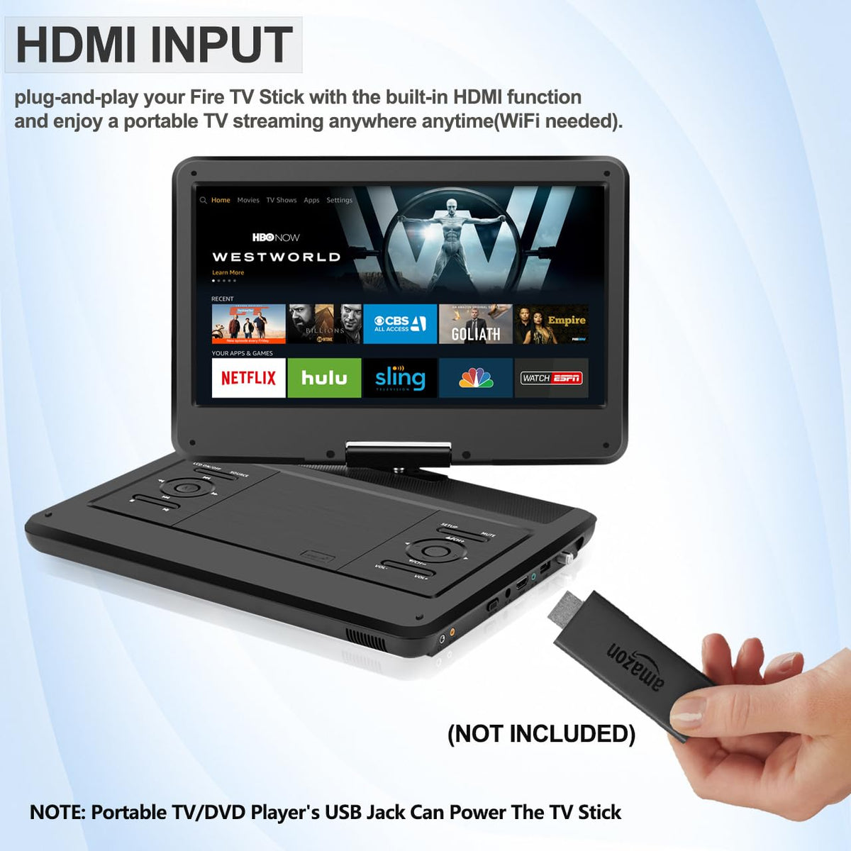 16.5" Portable TV/DVD Player Combo with 14.0" HD Swivel Screen A6290