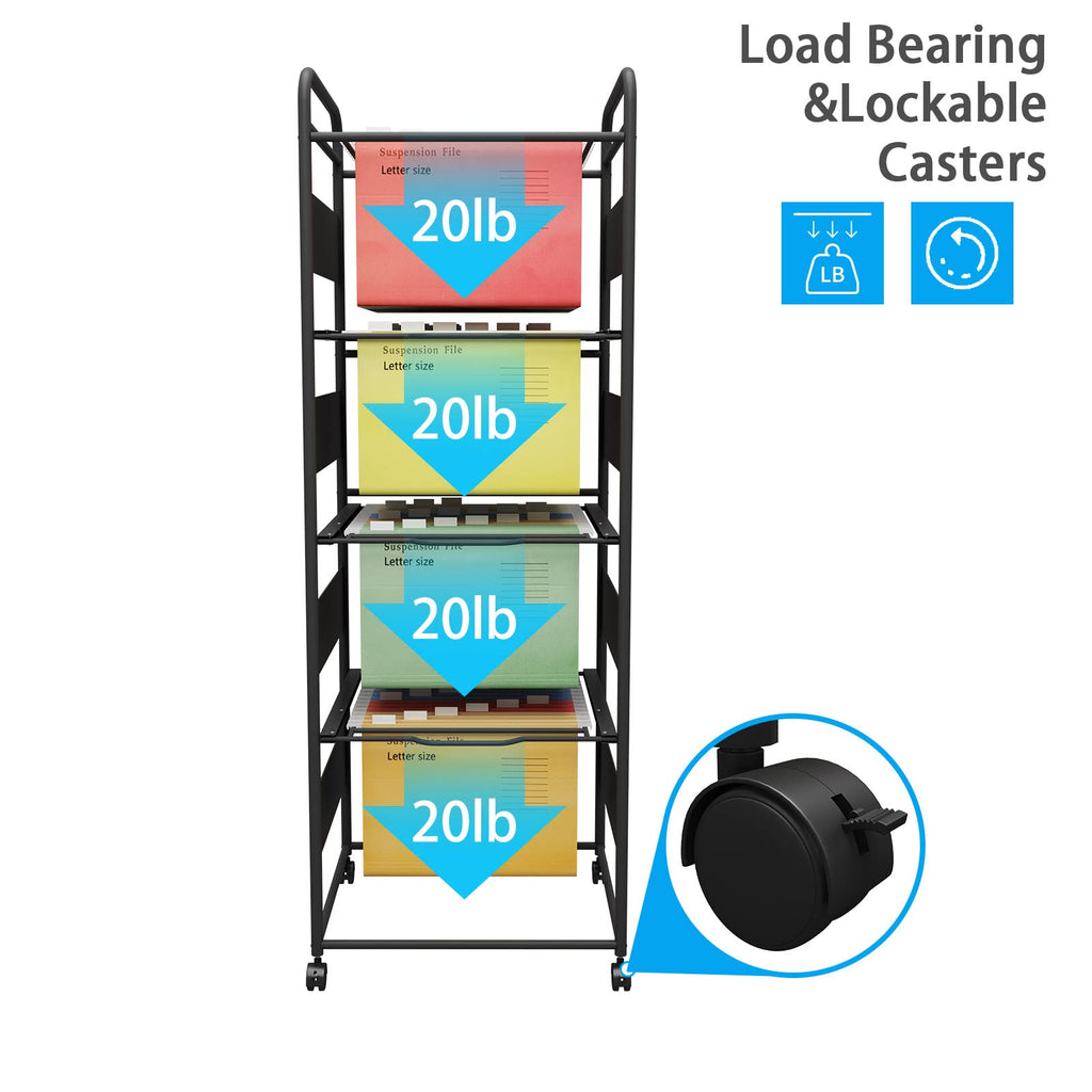 4-Tier Metal File Cart with Wheels X9559