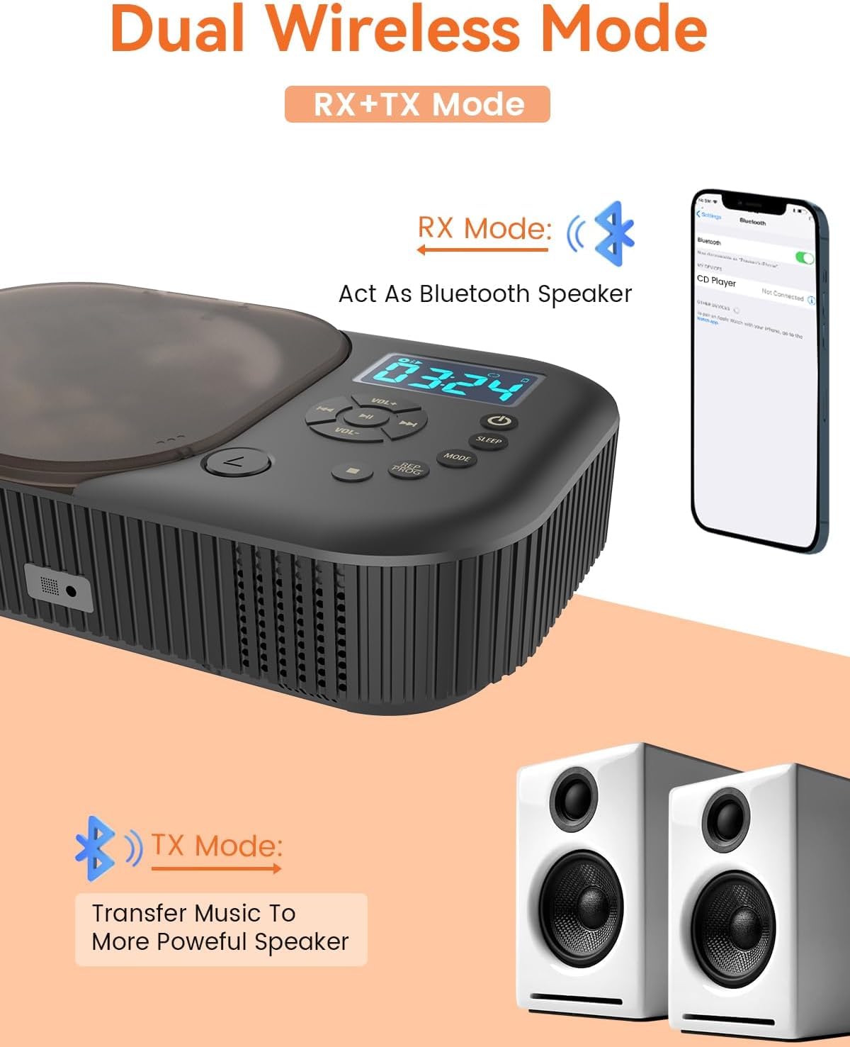 Portable Dual Stereo CD Player Black M738