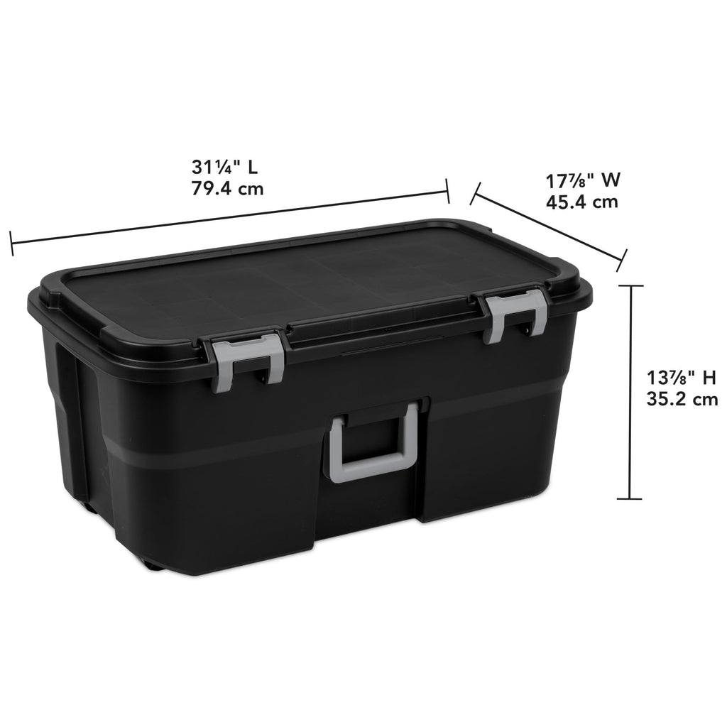 Black 22Gal Wheeled Lockable Storage Footlocker H987