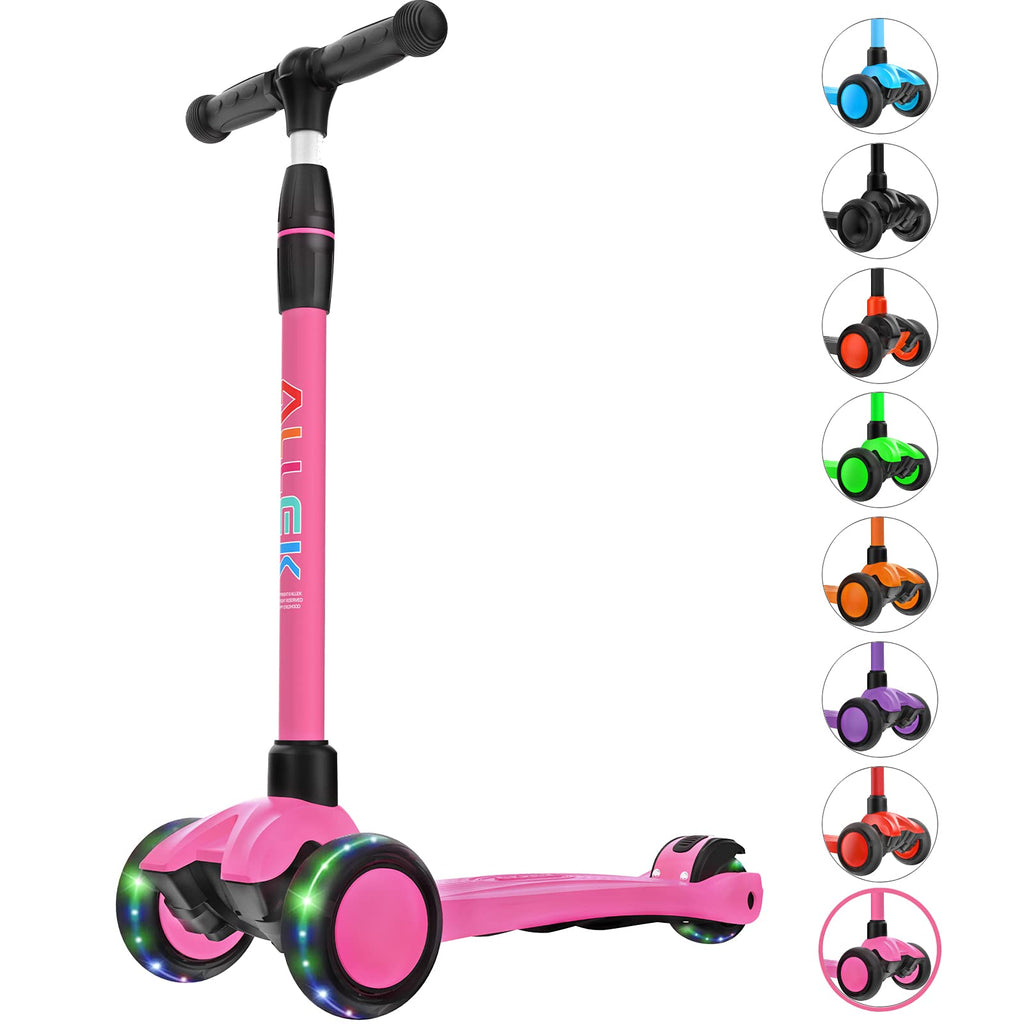 Kick Scooter 3-Wheeled Push Scooter with Light-Up Wheels U5903