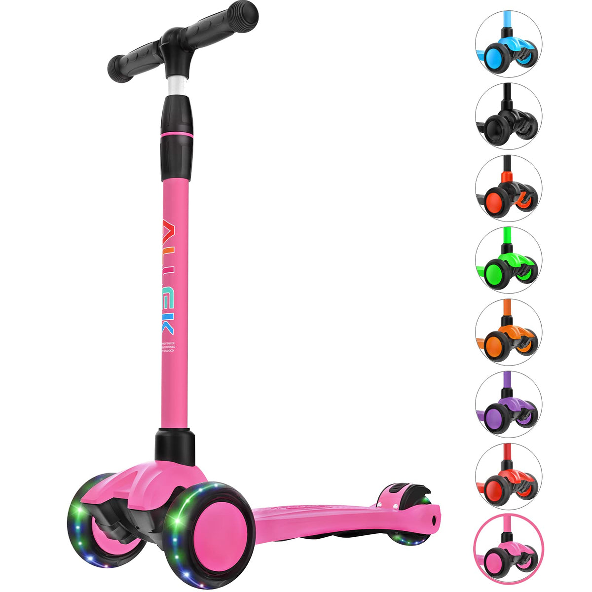 Kick Scooter 3-Wheeled Push Scooter with Light-Up Wheels U5903