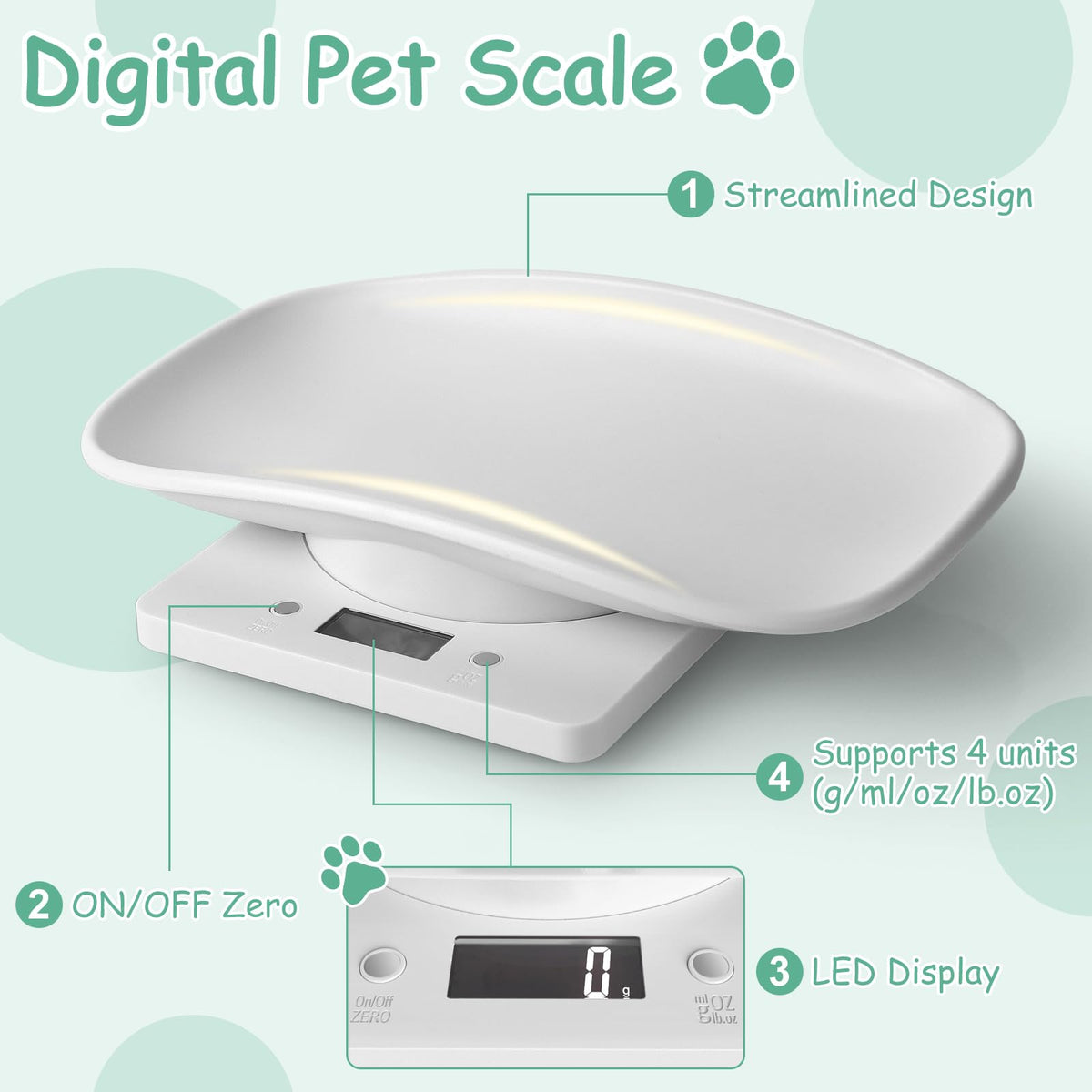 Digital Pet Scale, Max 33lb, 11.4 inch W828658
