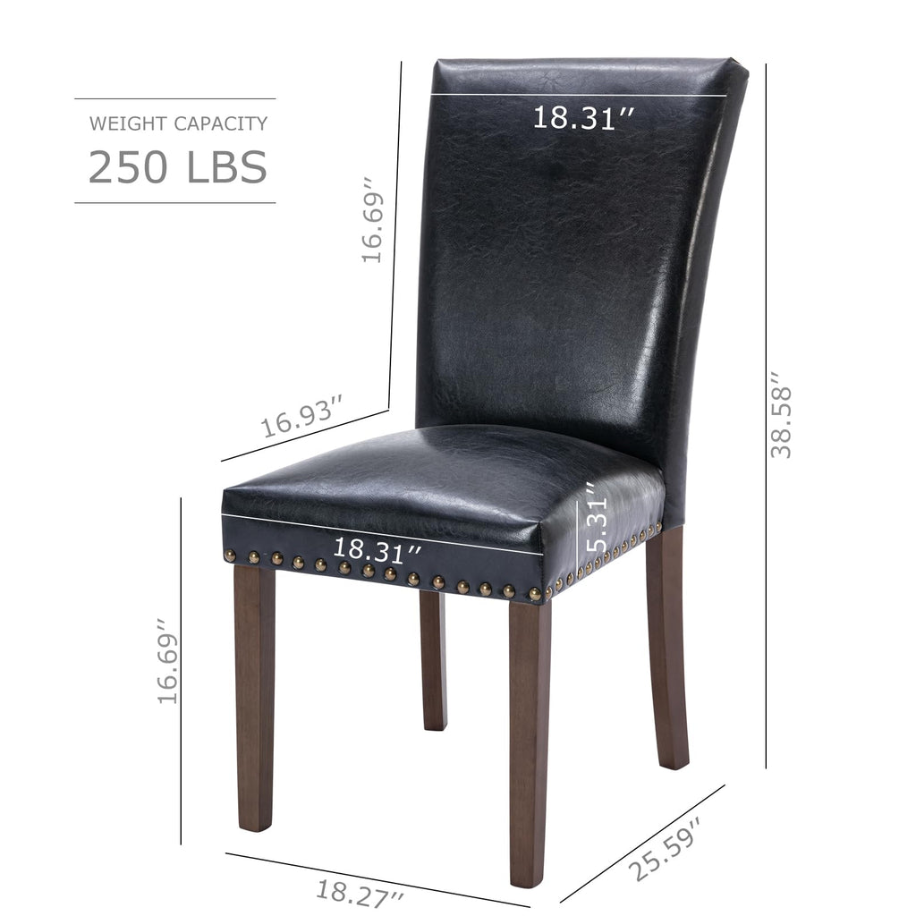 Black PU Leather Upholstered Dining Chairs Set of 6 D781