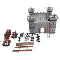 Medieval Castle Knights Action Figure Toy Playset with Catapult and Horse-Drawn Carriage D3254