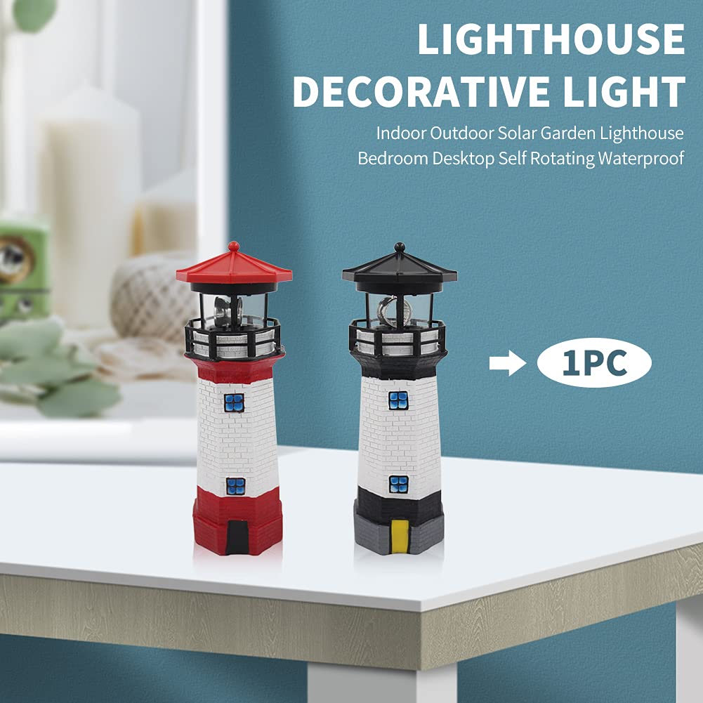 Solar Lighthouse Outdoor Decor with Rotating Beacon W73979