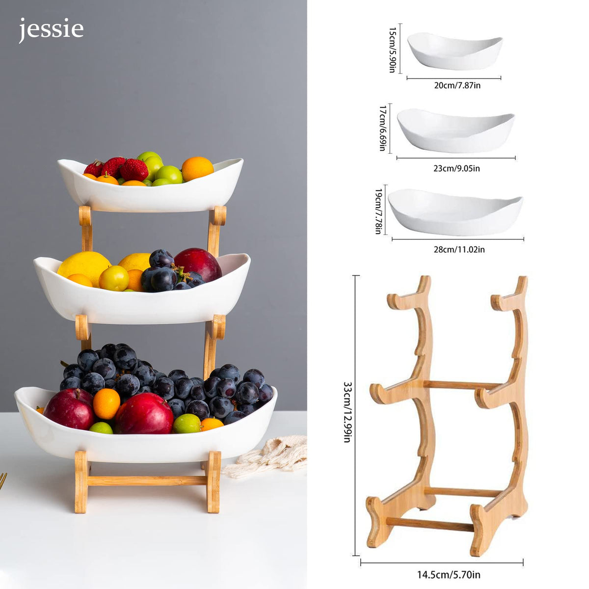 3 Tier Ceramic Fruit Basket Stand A68715