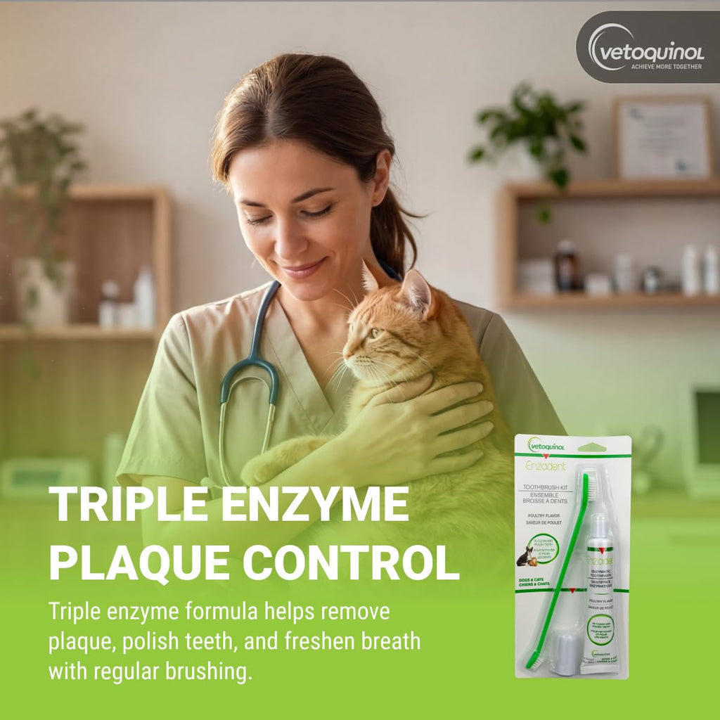 Enzymatic Toothpaste Kit with Fingerbrush & Dual-End Toothbrush, 3.2 oz Poultry Flavor L82358