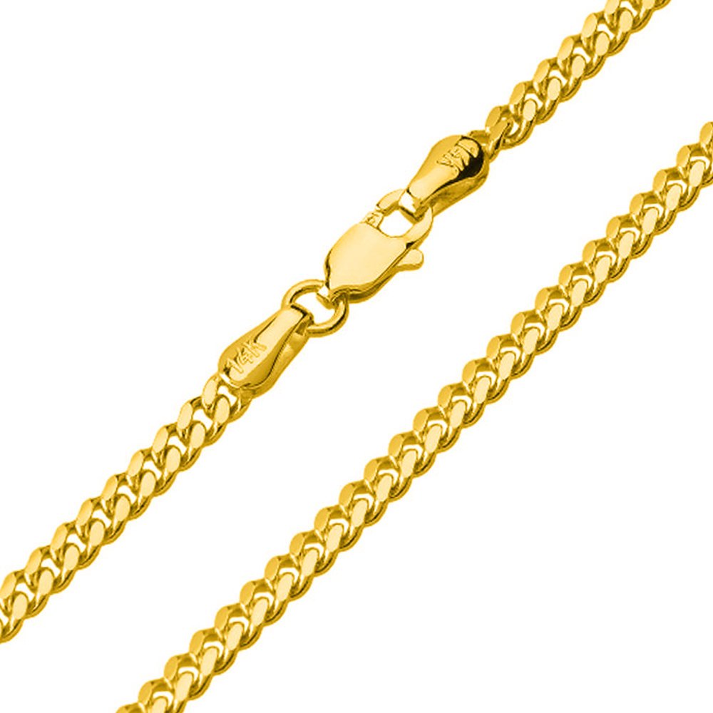 14K Yellow Gold Cuban Link Chain Necklace B4122