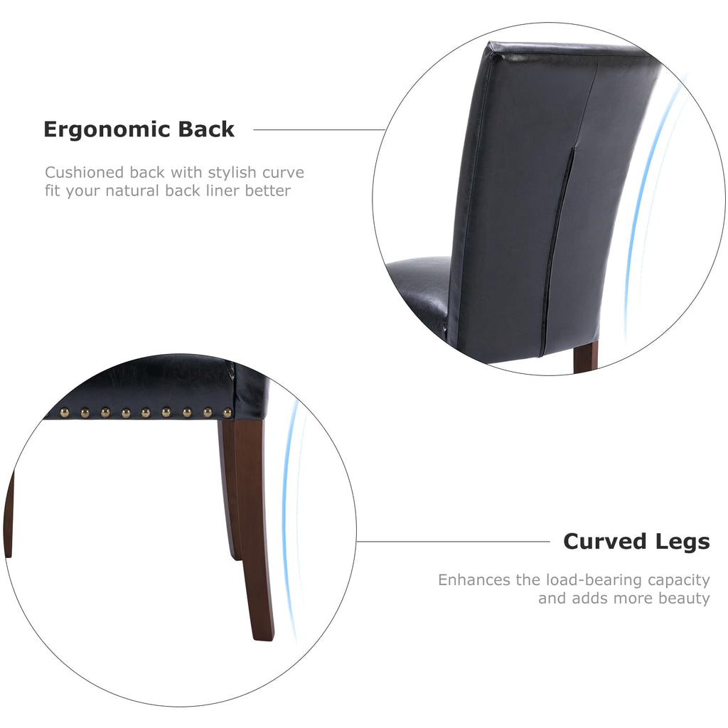 Black PU Leather Upholstered Dining Chairs Set of 6 D781
