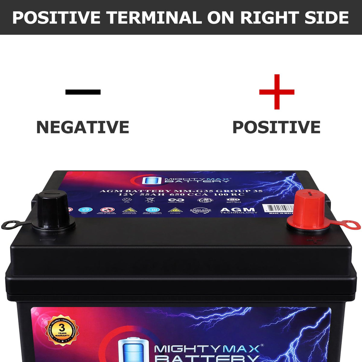 12V 55Ah AGM Replacement Battery V84401