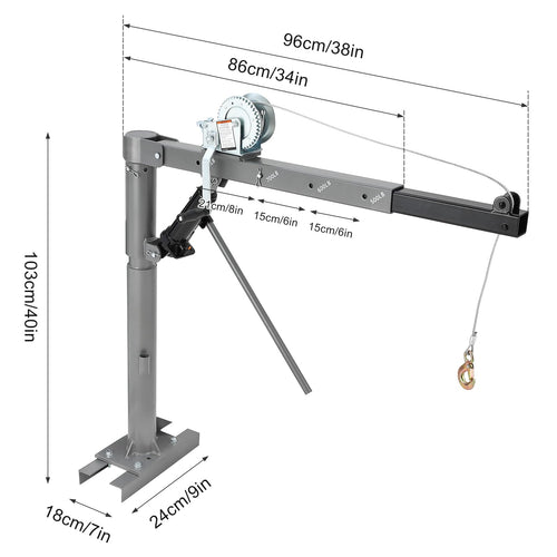 1000 Lbs Hydraulic Pickup Truck Crane Hoist with Manual Winch I604034