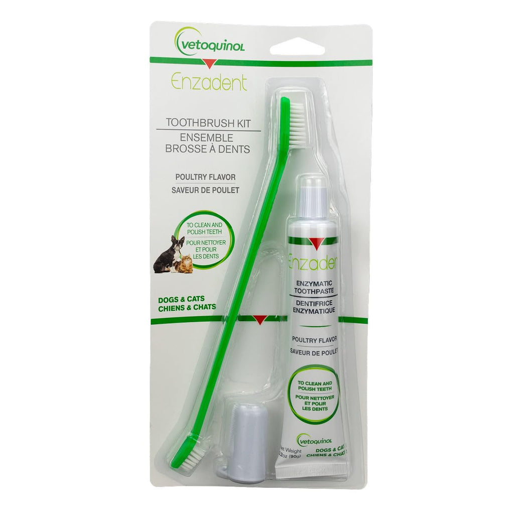 Enzymatic Toothpaste Kit with Fingerbrush & Dual-End Toothbrush, 3.2 oz Poultry Flavor L82358