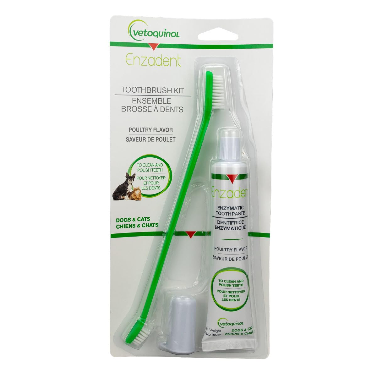 Enzymatic Toothpaste Kit with Fingerbrush & Dual-End Toothbrush, 3.2 oz Poultry Flavor L82358