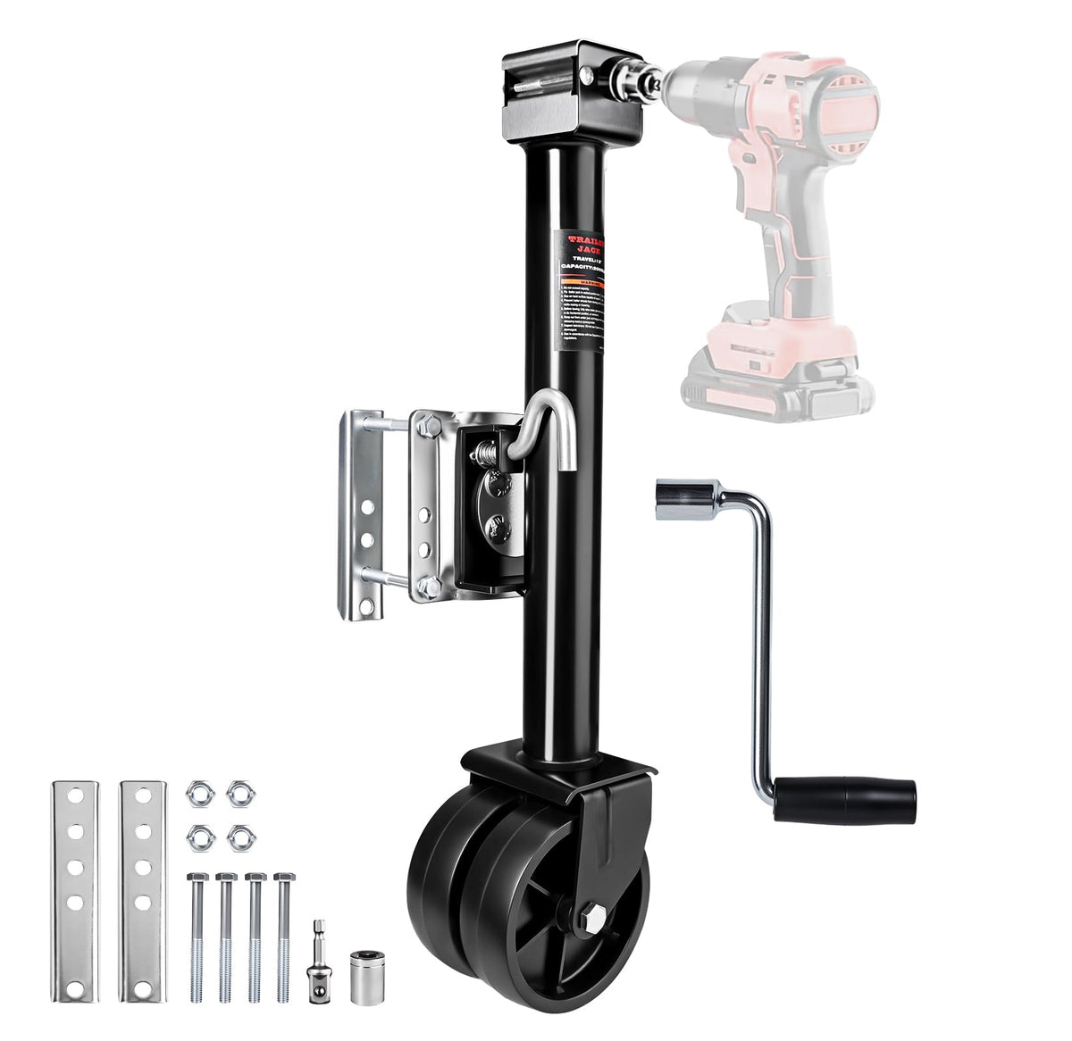 2000 lbs 12" Lift Swivel Trailer Jack with Dual Wheel E16390