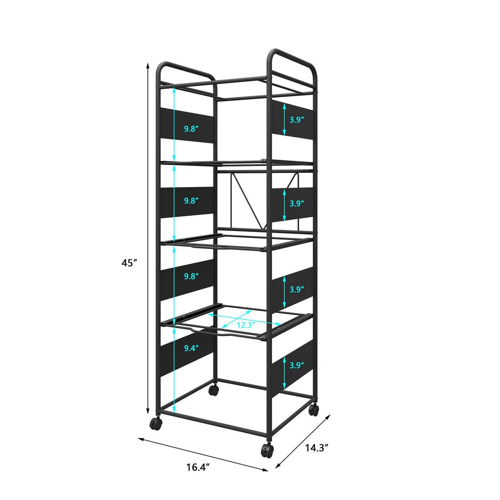 4-Tier Metal File Cart with Wheels X9559