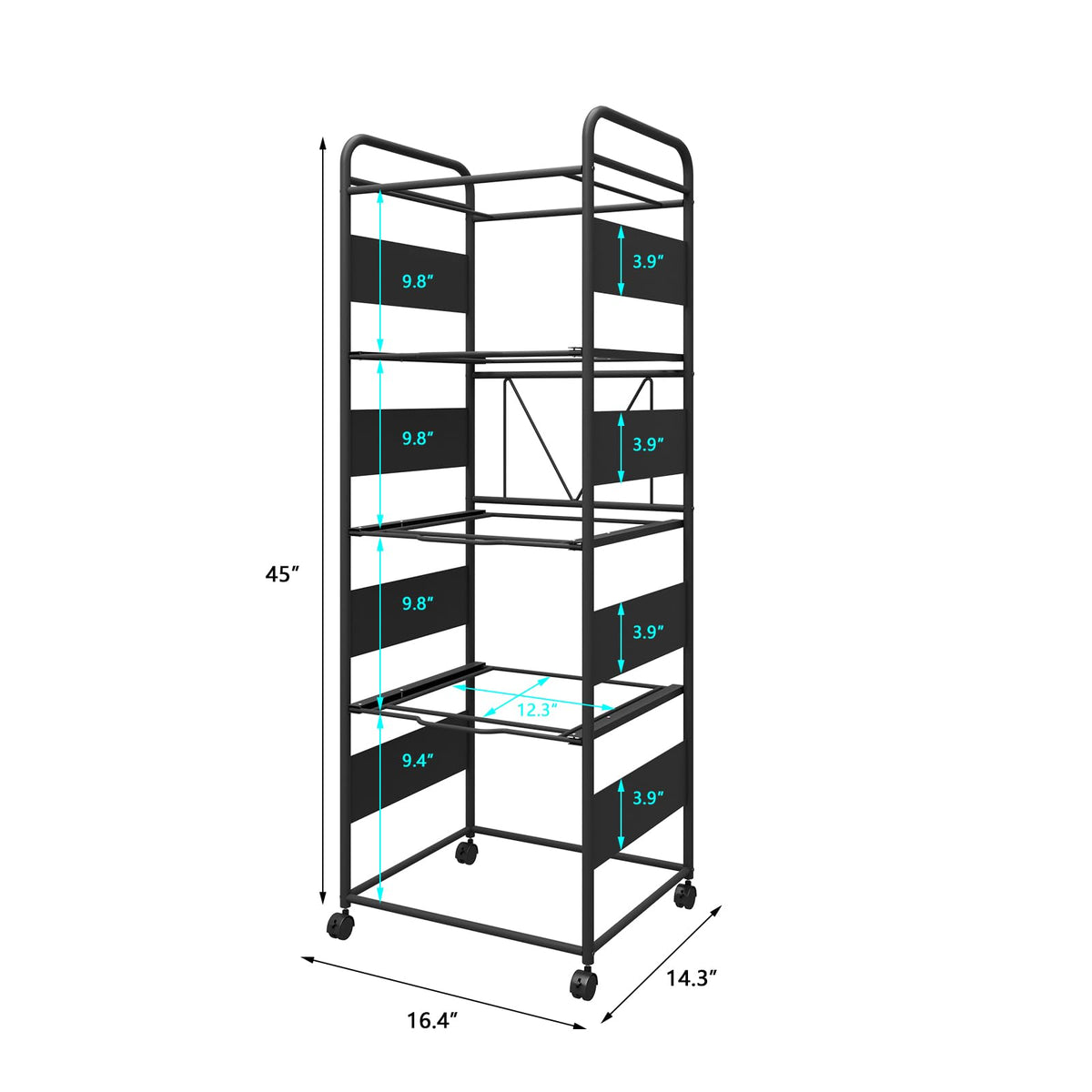 4-Tier Metal File Cart with Wheels X9559