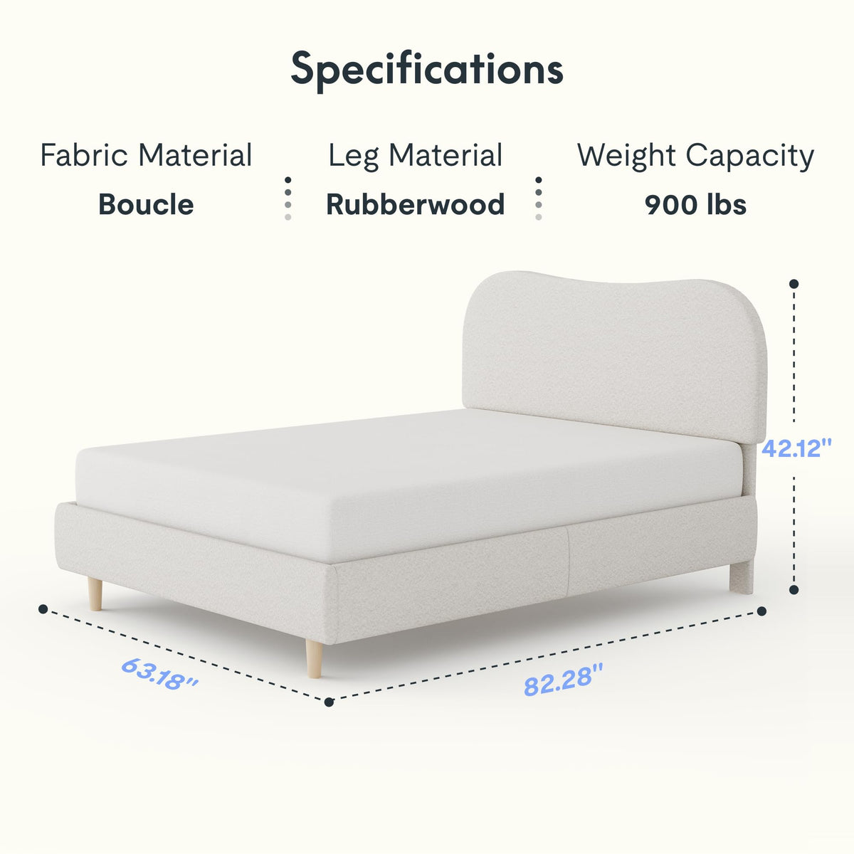 Queen Size White Boucle Bed Frame G823699
