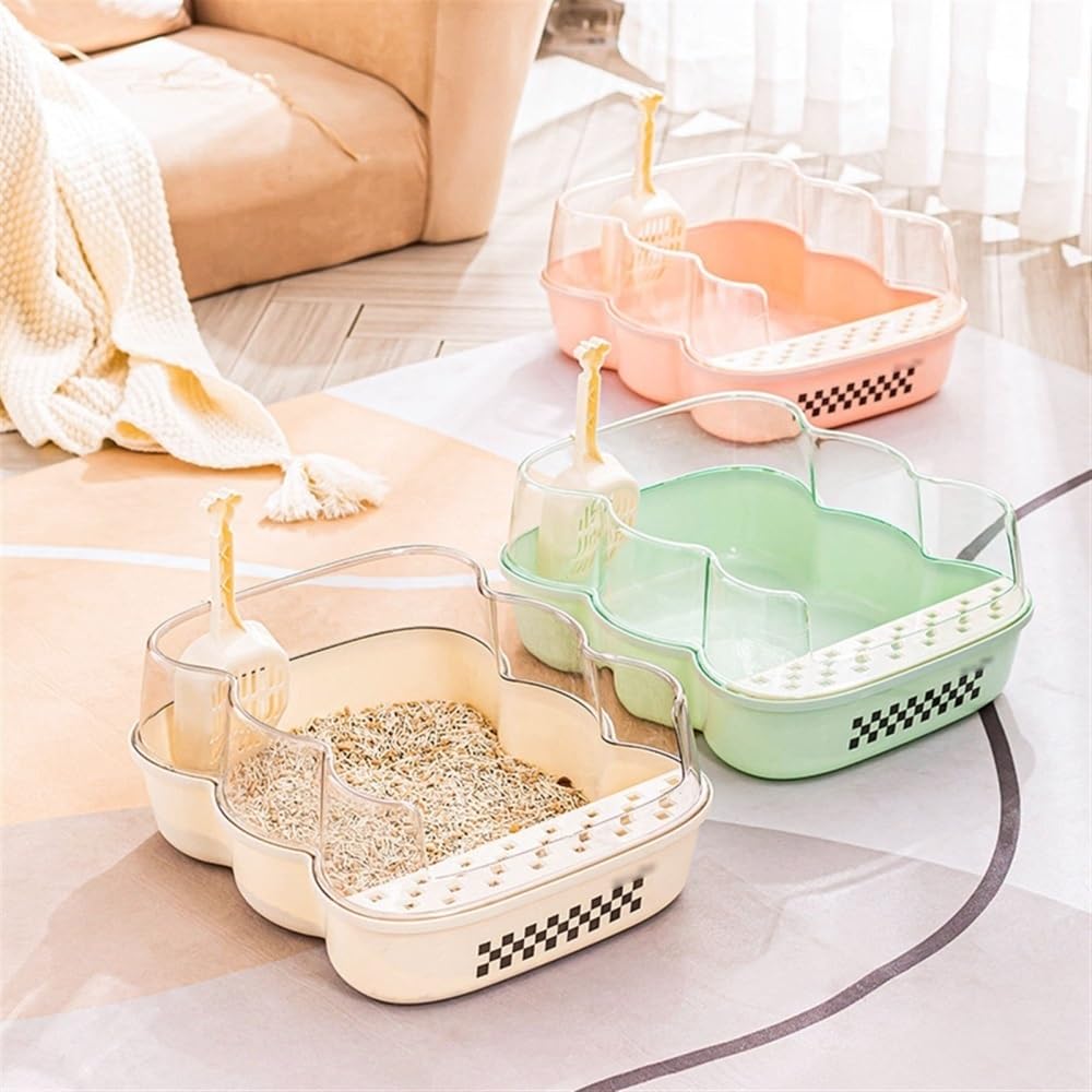 Extra Large Semi-Closed Cat Litter Box with Scoop Pink H1760