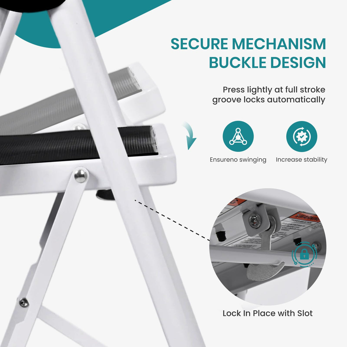 3 Step Ladder with Anti-Slip Pedal & Handrail B83353