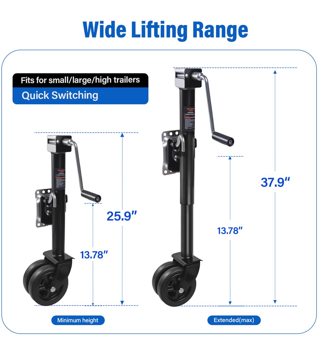 2000 lbs 12" Lift Swivel Trailer Jack with Dual Wheel E16390