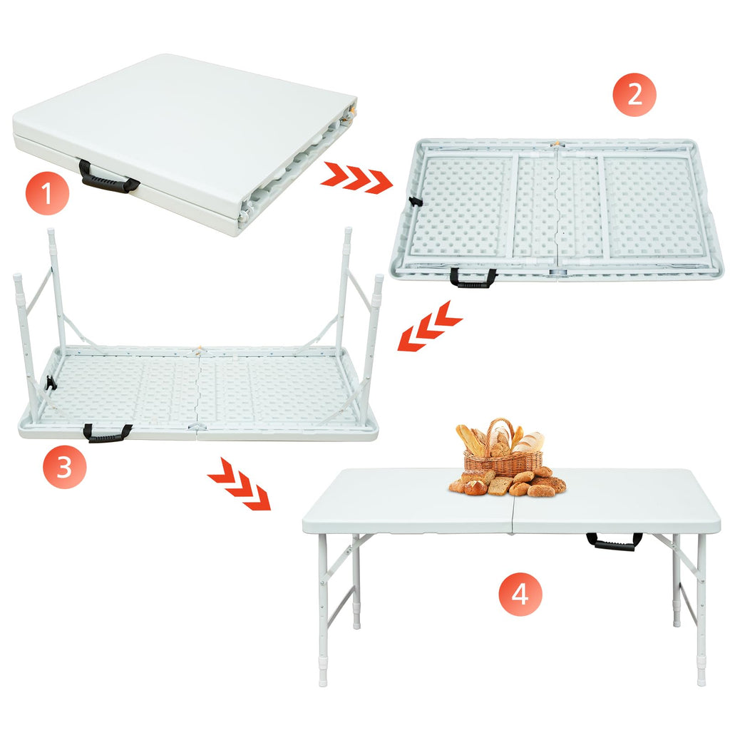 4Ft Portable Folding Table White O49760
