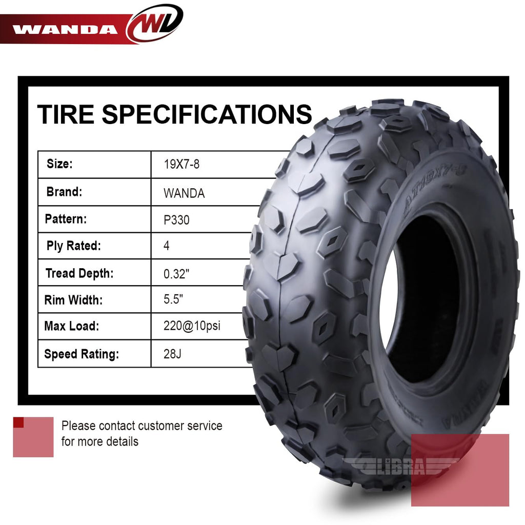 2 ATV Tires 19x7-8 Front E85052