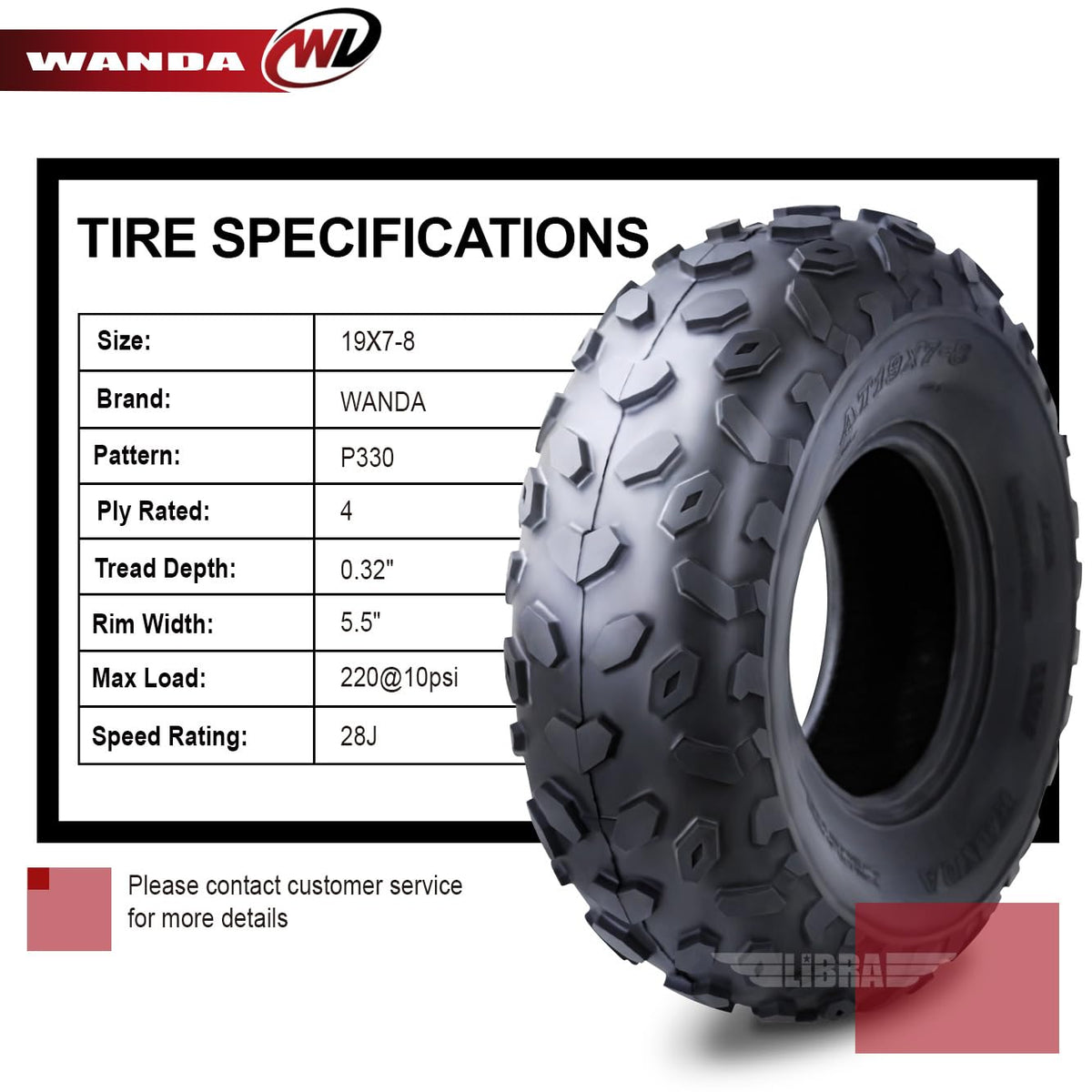 2 ATV Tires 19x7-8 Front E85052