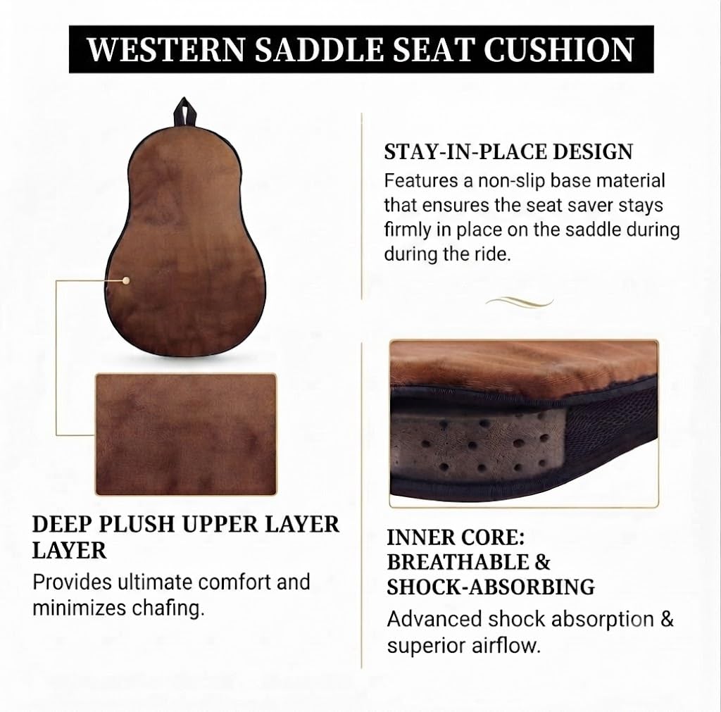 Brown Short Plush Horse Saddle Seat Cushion Z1786