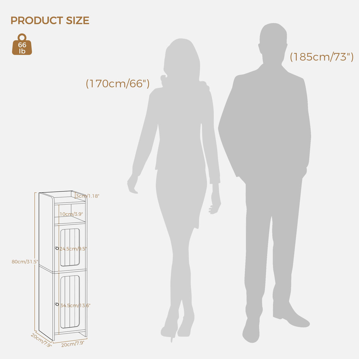 Small 2 Doors Narrow Bathroom Storage Cabinet S85674