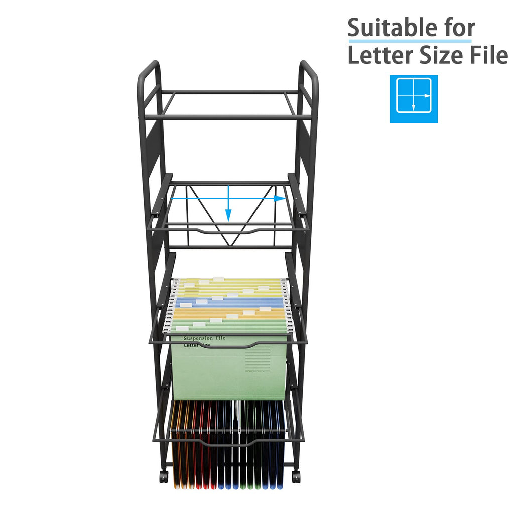 4-Tier Metal File Cart with Wheels X9559