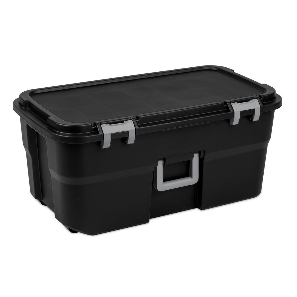 Black 22Gal Wheeled Lockable Storage Footlocker H987