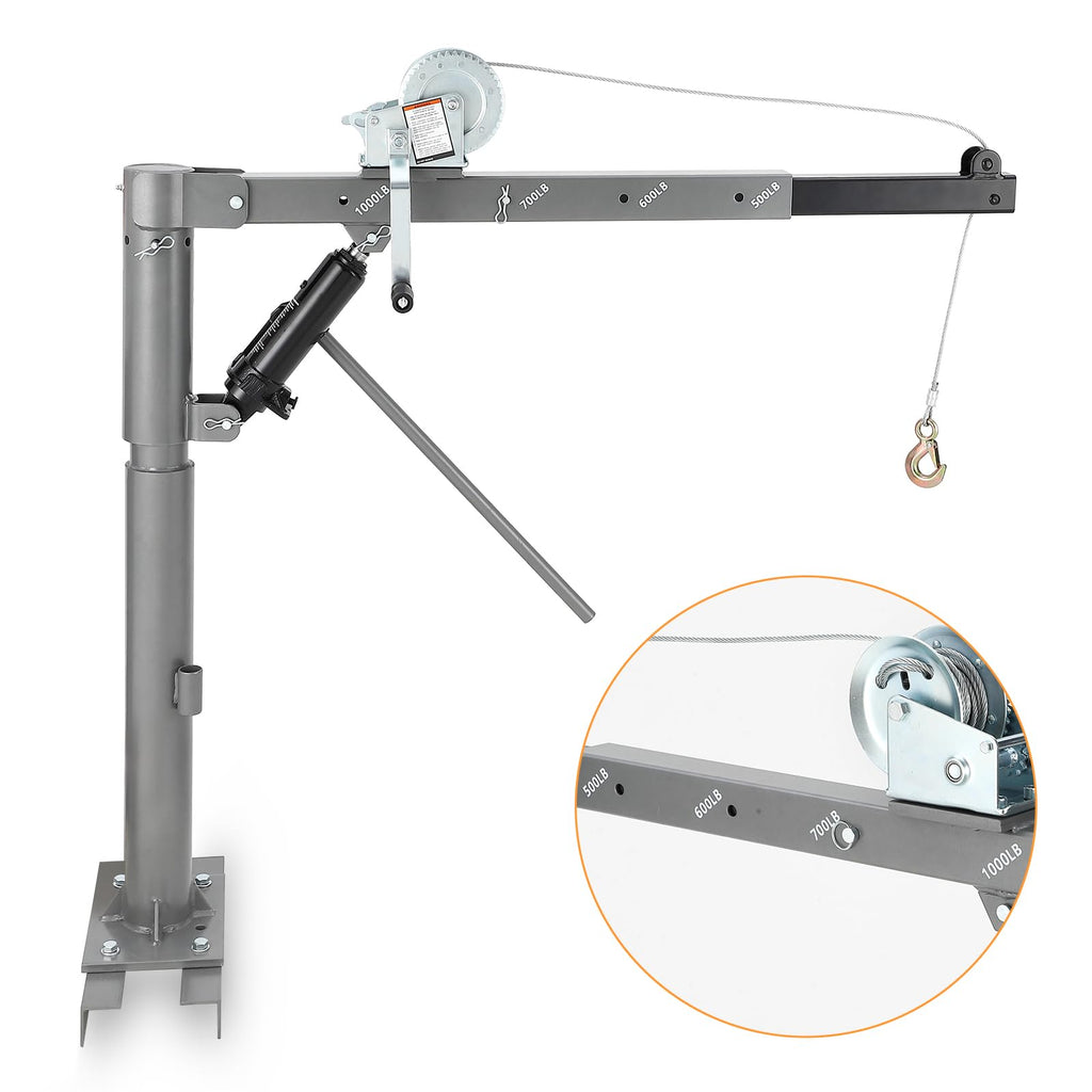 1000 Lbs Hydraulic Pickup Truck Crane Hoist with Manual Winch I604034