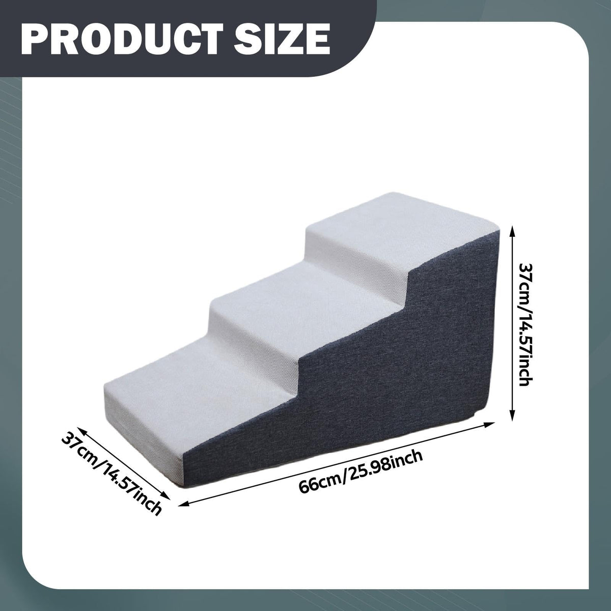 3 Step Dog Stairs Non-Slip Dark Gray S5397