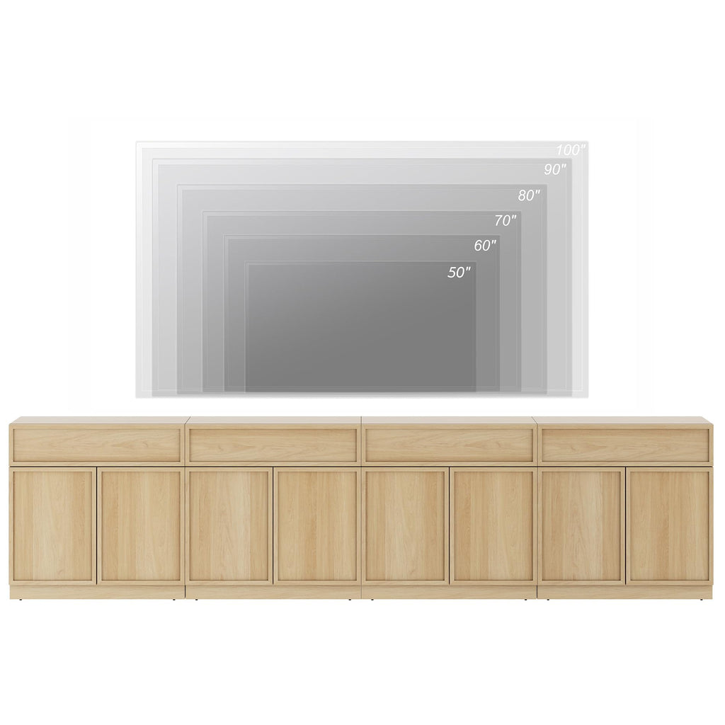 Oak TV Stand with 8 Doors and Drawers V616