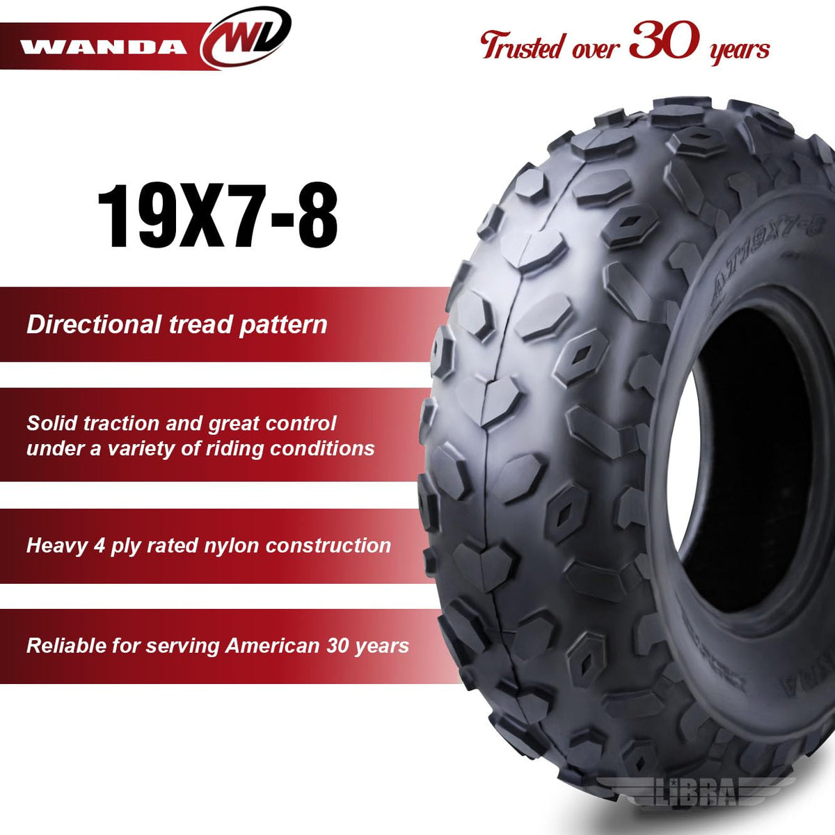 2 ATV Tires 19x7-8 Front E85052